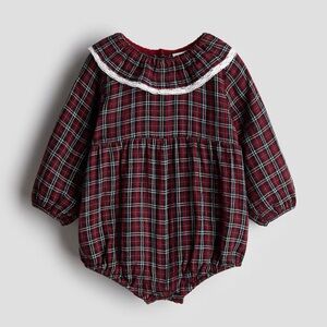 NWT H&M Cotton Muslin Plaid Romper Suit - 6M